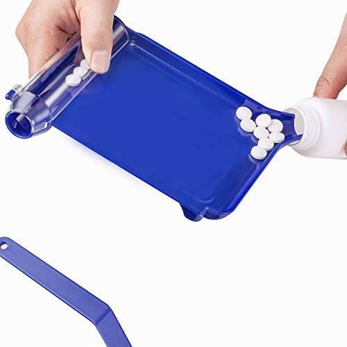 Image of Medarchitect Right Hand Pill Counting Tray with Spatula (Blue - L Shape) (Pack of 2)