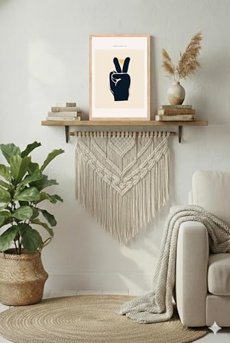 Image of BLINKART Peace Hand Aesthetic Modern Art Walls With Frame | Natural Wood Texture | Living Room Bedroom Office Wall Decoration | Poster Home Decor Frames Wall Bedroom | 12x8 Inches (D67)