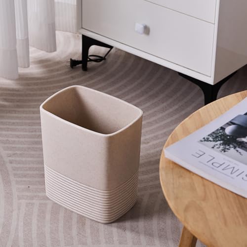 Image of Beige Sand Stone Small Bathroom Trash Can 2 Gal(7 Liter), Heavy Sturdy Small Kitchen Garbage Can,Living Room Bedroom Trash Can, Decorative Wastebasket for Home, Garden, Office, Perfect for Toilet Side