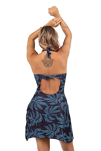 Maiô Biquíni Vestido Com Saia Que Vira Saída De Praia Tamanho:M;Cor:Preto e Azul