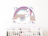 Llama Wall Decal Pastel Rainbow and Stars Vinyl Sticker Alpaca Llama Custom Girl Decal Mountains Lla