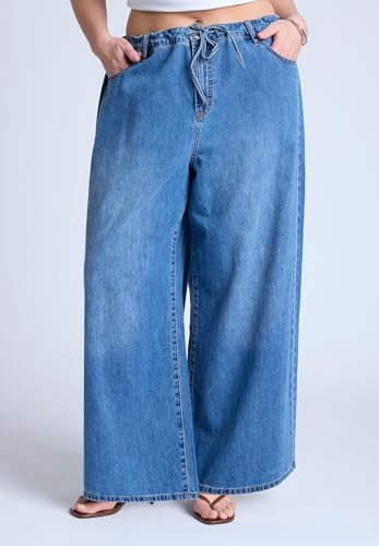 ELOQUII Women's Plus Size Loose Drawstring Waist Jean2
