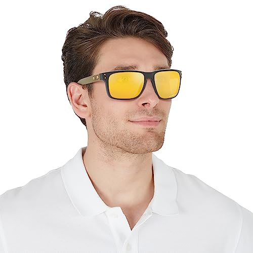 Oakley Holbrook Polarized Square Sunglasses — Matte Carbon / Prizm 24K Gold — view 8