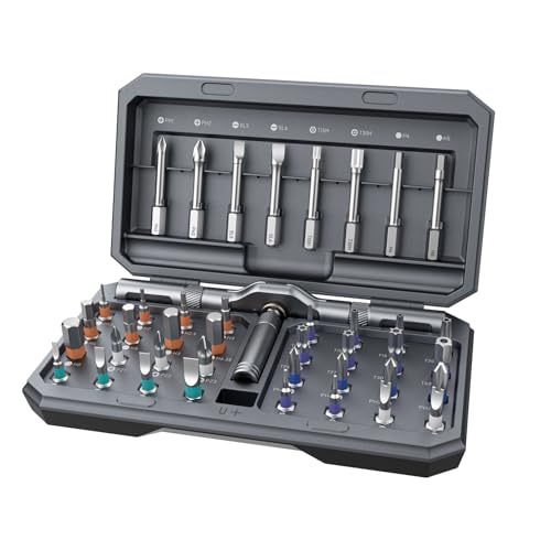 42 in 1 Magnetic Ratchet Screwdriver Set, T Handle Ratchet Screwdriver with S2 Steel Bits & Storage Case, Screwdriver Set for Electronics, Bicycle, Furniture, Home DIY