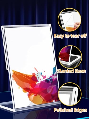 Changxin A5 Acryl Schilderhalter, 6 Stück Transparenter Aufsteller L Form Ständer Tischaufsteller für Empfang, Büro, Geschäft, Restaurant, Hotel