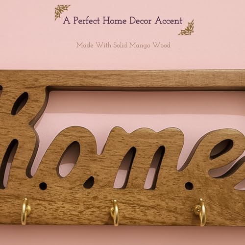 Image of Stylish Wooden Key Holder for Wall | Cute Key Holder for Home Decor | Key Holder Stand with 5 Hooks | Wall Mounted Key Hanger (Home)