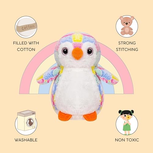 Image of Flufies Plush Toys - Snuggly and Aesthetic Stuff Plush Toys and Baby Toys - Soft Toys for Baby Girl and Baby Boy - Soft Toys for Girlfriend Gift (Colorful Penguin)