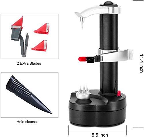 Electric Potato Peeler Automatic Apple Peeler, Smart Vegetable Fruit Peeler Machine, Stainless Steel Kitchen Peeling Tool [1 Adapter 2 Extra Blades] With 2 Set Garlic Peeler #TOP3