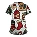 Womens Scrubs Christmas Plus Size T Shirt Printed V-Neck Blouse with Pockets Short Sleeve Nursing Uniforms Tops（XX-Large,3-Khaki）