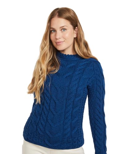 Image of Aran Woollen Mills - Carraig Donn Ladies Irish Multi Cabled Raglan Super Soft Merino Wool Sweater
