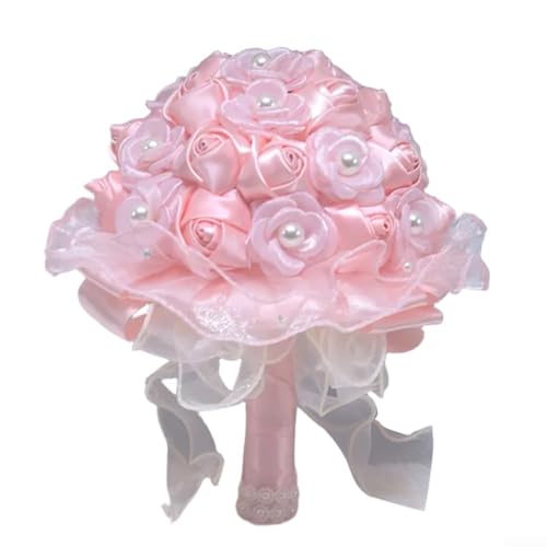 Hochzeitssträuße für die Braut, eleganter künstlicher Brautstrauß, Brautjungfernblumen, Hochzeitszubehör, für standesamtliche Zeremonie (rosa)