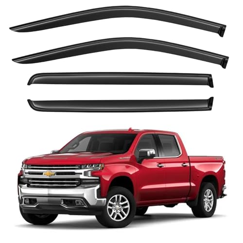 Image of Window Visors Rain Guards for 2019-2026 Chevy Silverado /GMC Sierra 1500 Crew Cab, Out-Channel Window Vent Wind Deflectors Visors Shades for 20-26 Silverado /Sierra 2500HD 3500HD Crew Cab