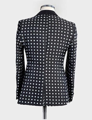 Men's Polka Dots Coat Shawl Lapel Blazer One Button Homecoming Business Suit Jacket2