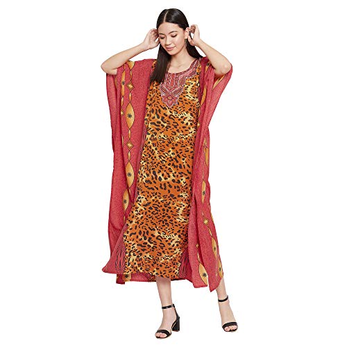 Image of Oussum Women Polyester Casual Long Plus Size Beach Caftan Cover Up Maxi Dress 1X-3X Summer Kaftan Dresses for Women