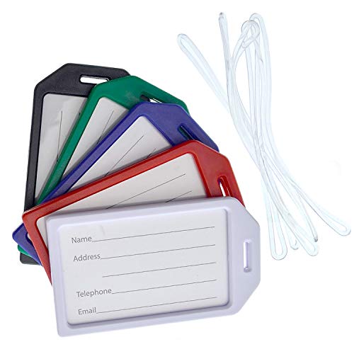 5 Pack - Premium Rigid Airline Luggage Tag Holders with 6