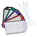 5 Pack - Premium Rigid Airline Luggage Tag Holders with 6" Worm Loops - Heavy Duty Hard Plastic -Suitcase ID Tag Identifiers with Business Card Insert Window by Specialist ID (Assorted Colors)