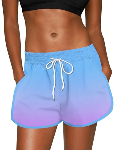 Image of For G and PL Women Summer Floral Beach Boardshorts with Pockets Swim Trunks