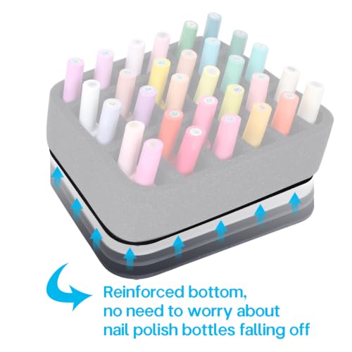 Image of Nail Polish Organizer Holder Foam Pad DIY with 15 Slots(12 Vertically and 3 Horizontally) for Storage Makeup /Nail Polish /Essential Oil Tray for Drawers Black