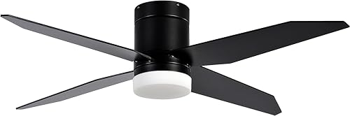 Miniatura 10 de Ventilador de techo de 52 pulgadas con luz y control remoto, ventilador de techo LED de perfil bajo de 4 aspas, motor reversible silencioso,