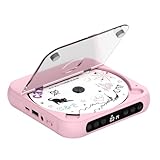ENVYCLOUD CD Player Portable with Dual Stereo Speakers, Rechargeable Portable CD Player with Bluetooth for Home with Headphones, Support CD/AUX/USB,Pink