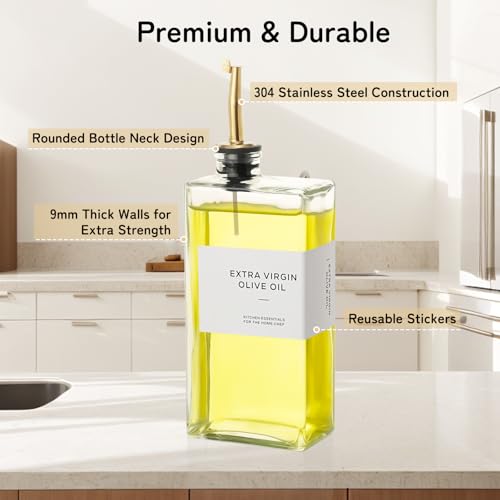 Miniatura 7 de Vinato 2 Piezas 500ml Botella Aceite De Cristal, Con Embudo 1, Etiquetas 36, Aceitera Y Vinagrera Botella Aceite Rellenable Para Cocina Y Bar