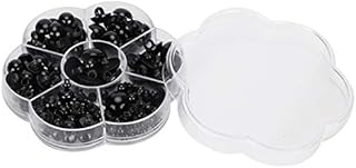 Oumefar 184pcs Artificial Animal Eyes Black Mushroom Domed Eyes Sewing Button Crafts Black Teddy Eye Buttons Children's Doll Accessories
