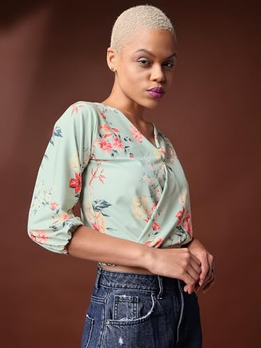 Image of PURVAJA Women's Polyester Floral Relaxed Fit Shirt