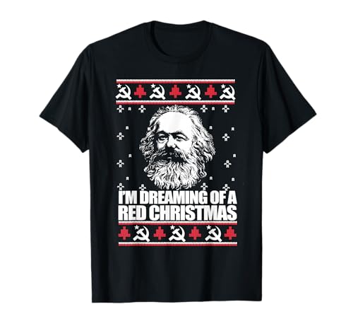 SOÑANDO NAVIDAD ROJO Karl Marx Suéter Feo De Navidad Meme Camiseta