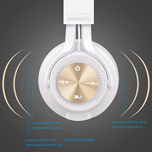 Riwbox Bluetooth Headphones, Xbt-880 Wireless Bluetooth Headphones Over Ear With Microphone And Volume Control, Wireless And Wired Foldable Headset For Iphone/Ipad/Pc/Cell Phones/Tv (White) #TOP1