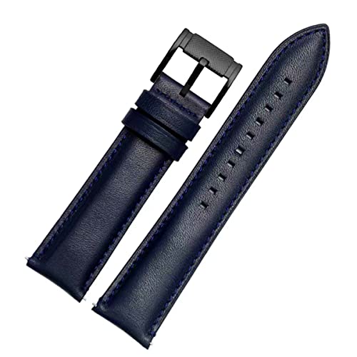 Strapseeker Rey Black Pin Schnellverschluss Leder Uhrenarmband,Größe 20 mm 22 mm,Ersatz-Uhrenarmbänder für Fossil & kompatibel mit den meisten Uhren (dunkelblau, 22 mm) Cover