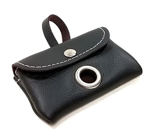 Superpipapo Distributeur Sac a Crottes Chien en Cuir, Élégant Porte Sac Excrément Fait Main en Espagne, Couleur Noir, pour Un Rôle de Sachet d