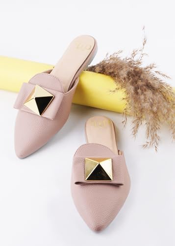 Image of The White Pole Slip on Slides Flat Mules Bellies Jutti Sandals for Women and Girls