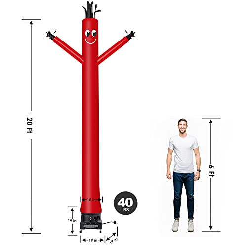 Image of MOUNTO 20ft Air Inflatable Tube Guy Puppet Dancing Man with 1HP Blower Complete Set (Red)