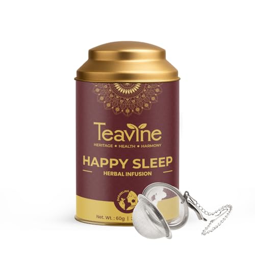 Image of TEAVINE Happy Sleep Herbal Infusion | Natural Relaxing Blend for Restful Sleep & Calm | 100% Natural Ingredients | With Complimentary SS Infuser