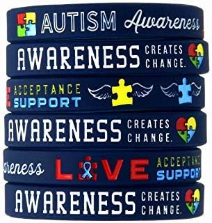 Inkstone 12-pack Autism Awareness Bracelets - Wholesale Bulk Pack of 1 Dozen Silicone Wristbands in Adult Unisex Size...