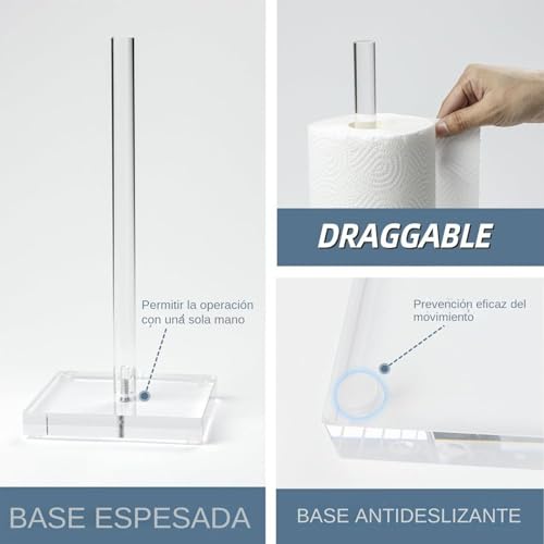 Dispensador de pañuelos en acrílico transparente con base estable para armarios de cocina 8