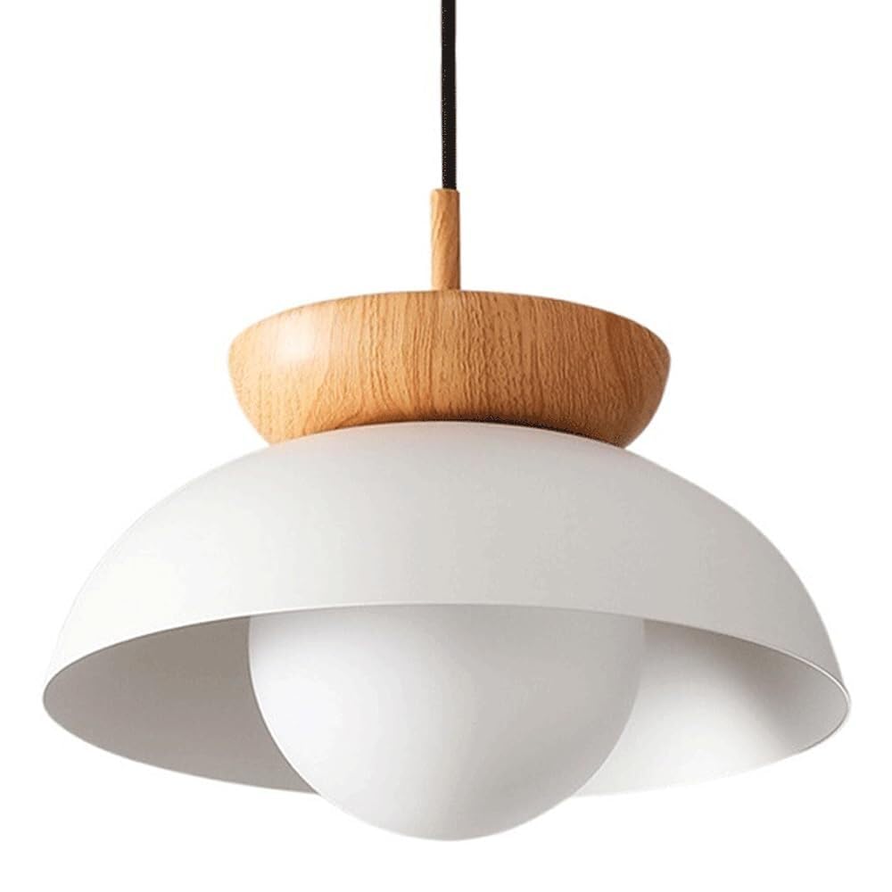 SYAXVOM Nordic Style Metal Chandelier - E14 Base Single-Head Pendant Lamp for Balcony and Bar, Flush Mount Ceiling Light Fixture(White)