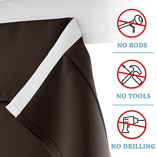 RYB HOME Tricia Door Curtain - Blackout Curtain Room Darkening Privacy Tie up Window Drape for Patio/Sidelight Glass Door Blind, W 26 x L 69, 1 Pc, Brown