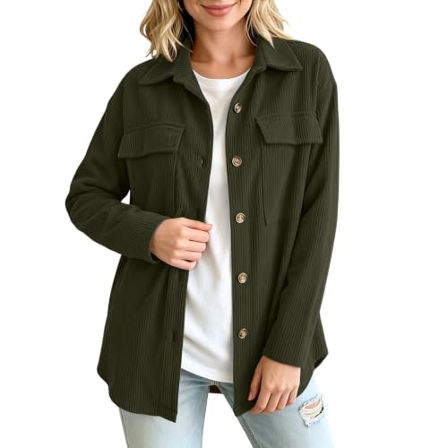 Corduroy Shirt Women Long Sleeve Button Down Oversized Jacket - image 8