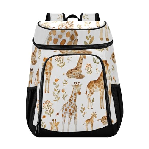 Giraffe Forest Animals Cooler Backpack Cooler Insulated Leak Proof Lunch Backpack 36 Cans Waterproof Soft for Men Women Picnic Hiking Camping Beach