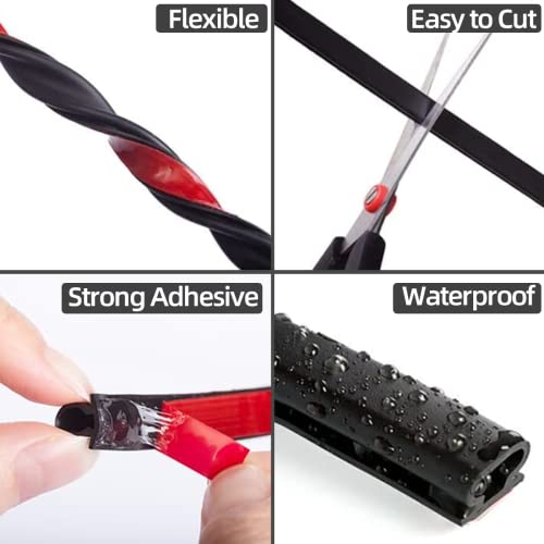 Image of ESUFEIR Door Seal Strip Self Adhesive Rubber Door Insulation Weather Strip for Windows and Doors Sound Proofing D Shape Seal for Door Frame Gap Blocker Black