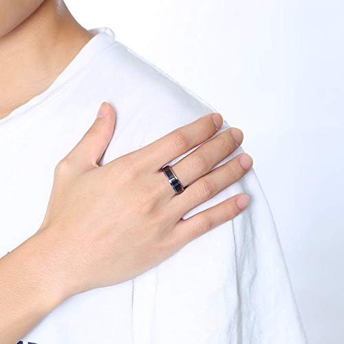 Miniatura 5 de Juego de anillos a juego personalizados para parejas para él y ella, anillos de promesa para parejas, anillos de boda de acero inoxidable negro,