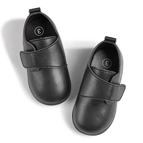 Sonsage Infant Baby Boys Girls Oxford Shoes PU Leather Loafers Flats Non-Slip Unisex Classic Moccasins Rubber Soft Sole Newborn Toddler Walking School Uniform Wedding Dress Shoe