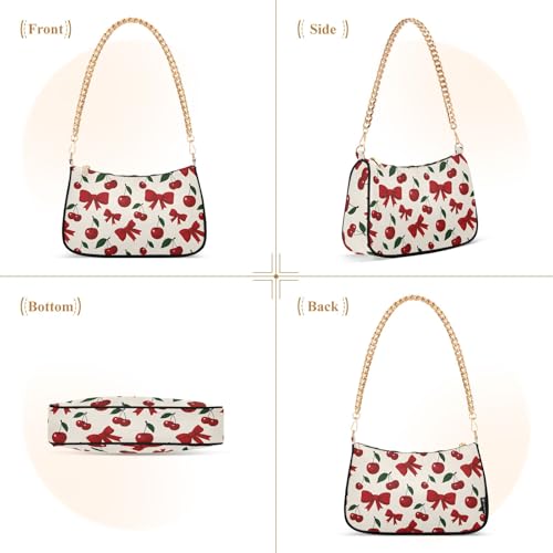 Clutch Shoulder Bags Tote Evening Purse Handbags for Women Cherry Bow Retro Hobo Bags with Zipper2