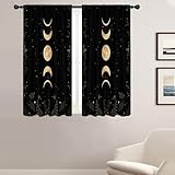 Coxila Moon Window Curtains for Bedroom 42x63 Inch Rod Pocket Gothic Goth Celestial Witchy Spooky Dark Galaxy Whimsical Trippy Cool Moody Black Fun Living Room Treatment Set of 2 Curtain Panels Drapes