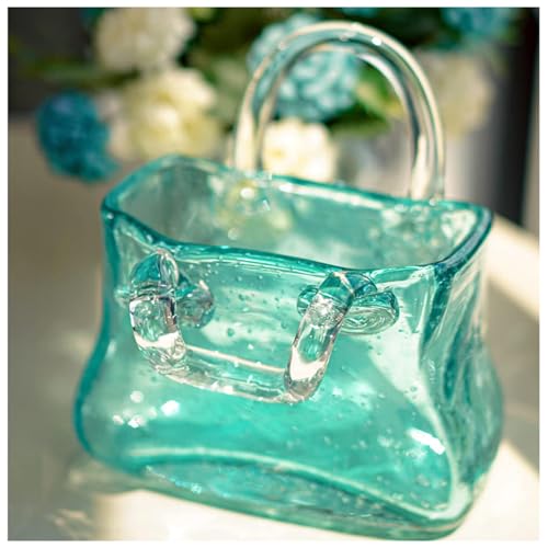 GZKDKZB Jarrón de Vidrio con Forma de Bolsa, jarrón de Vidrio Multifuncional para Mano, jarrón de Vidrio para Monedero para Flores, jarrón de Vidrio con Forma de Cartera, jarrón de Vidrio