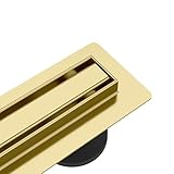 AQUAUNO Slim Edelstahl-Duschrinne 80 cm Gold – extra schmal – hohe Ablaufleistung...