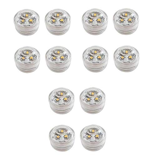 LED Underwater Lights Flameless Tea Battery Operated Candle Submersible Waterproof 3x2.2CM for Pool Christmas Decoration 12PCS