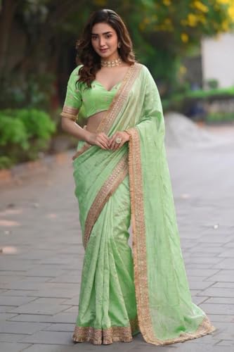 Image of Women's Designer Bollywood Soft Georgette Heavy Embroidery Sequins Work Sarees For Wedding With Blouse Piece