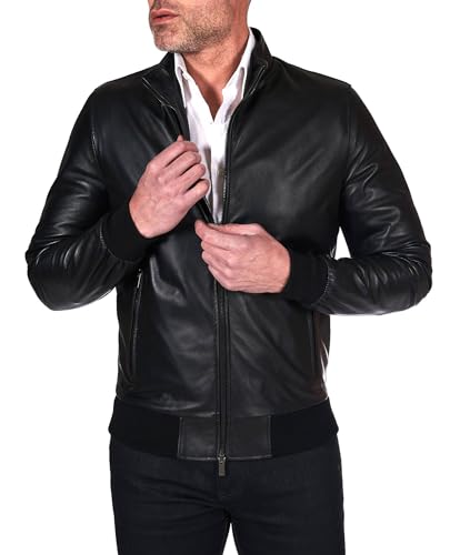 Bomber veste cuir daim bleu homme D'Arienzo idéal pour vos sorties urbaines